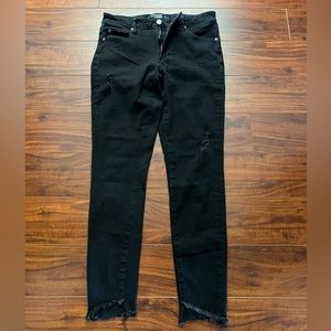 Leith distressed black mid rise skinny jeans size 27